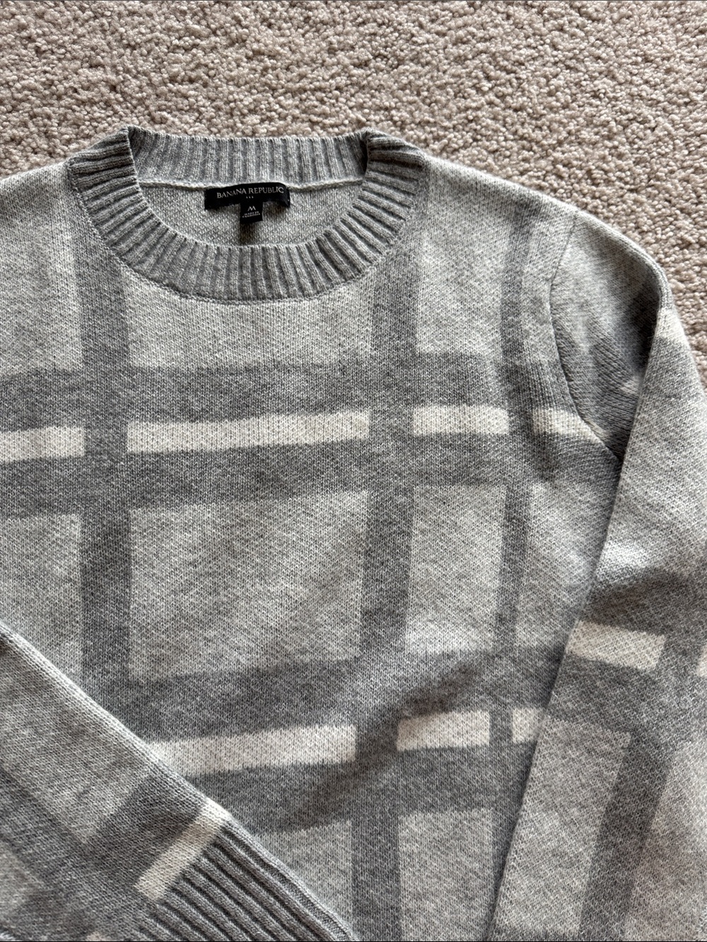 Banana Republic Gray Plaid Sweater